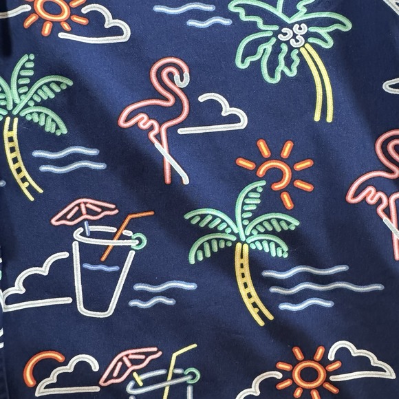 Chubbies Shirt M Navy Blue Button Down The Neon Lights Friday Performance Frat - Picture 4 of 7